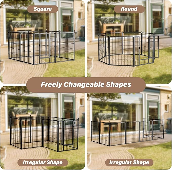 HealSmart Dog Playpen Indoor, Puppy Playpen Indoor for Yard, Camping, 32" Height 8 Panels Heavy Duty Dog Pen for Small/Medium Dogs, Black