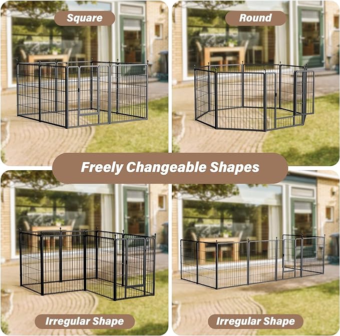 HealSmart Dog Playpen Indoor, Puppy Playpen Indoor for Yard, Camping, 32" Height 16 Panels Heavy Duty Dog Pen for Small/Medium Dogs, Black