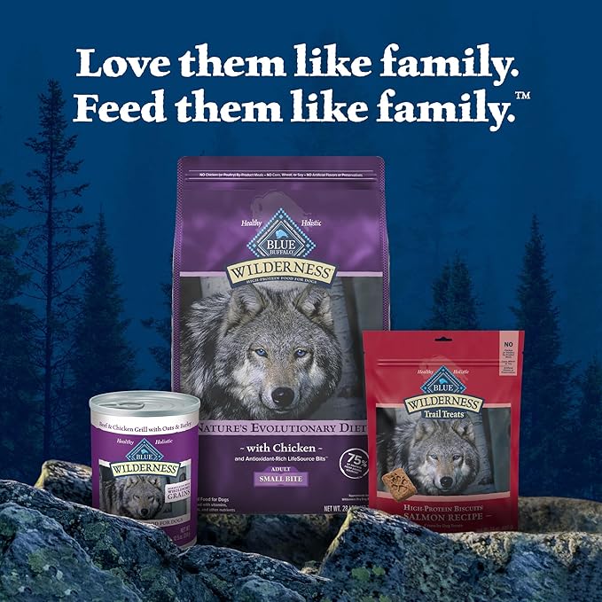 Blue Buffalo Wilderness High Protein Natural Adult Small Bite Dry Dog Food plus Wholesome Grains, Chicken 28 lb bag