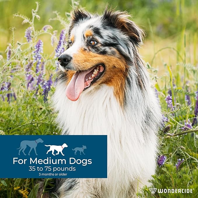 Wondercide - Flea & Tick Dog Spot On - Flea, Tick, and Mosquito Repellent, Prevention for Dogs with Natural Essential Oils - Up to 3 Months Protection - Medium 3 Tubes of 0.10 oz