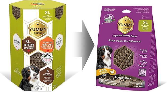Dog Dental Treats | Vet VOHC Approved | Protein Treat | Dental Care & Cleaning Comb Shape | Yummy Dog Treats | Dental Dog Treats for Extra Large Dogs (12oz, 6 Count)