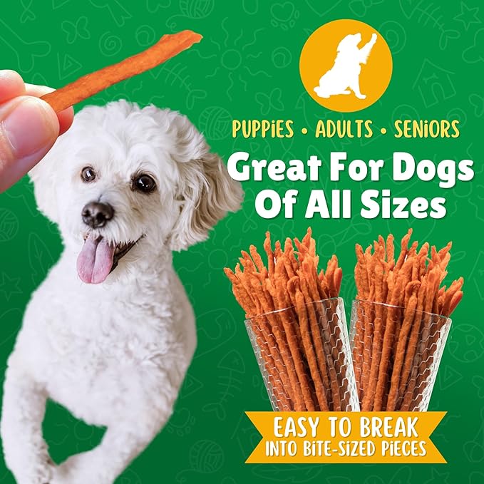Lucky Premium Treats Sweet Potato Straws Dog Treats – Chewy Single Ingredient Treats Made in The USA – 7 oz Jar