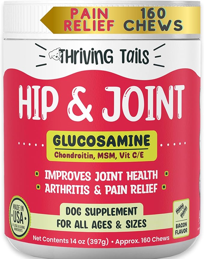 Glucosamine Chondroitin for Dogs EXTRA STRENGTH 160 ct - Hip and Joint Supplement for Dogs with Vit D/E & MSM - Dog Joint Supplement for Small, Large Breed, arthritis Pain Relief & Senior Dogs Support
