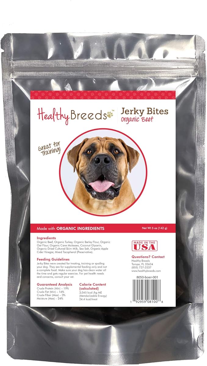 Healthy Breeds Boerboel Jerky Bites Beef Recipe Dog Treats 5 oz