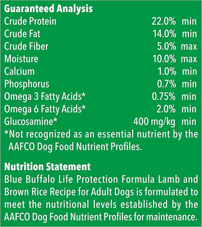 BLUE BUFFALO Life Protection Formula Natural Adult Dry Dog Food, Lamb and Brown Rice 24-lb