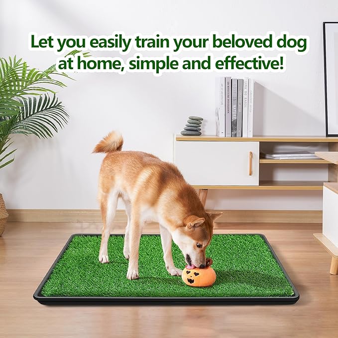 35 x 24In Dog Grass Pad with Tray Pet Potty Fake Grass Training Mat Artificial Grass for Dogs with tray on Indoor and Outdoor