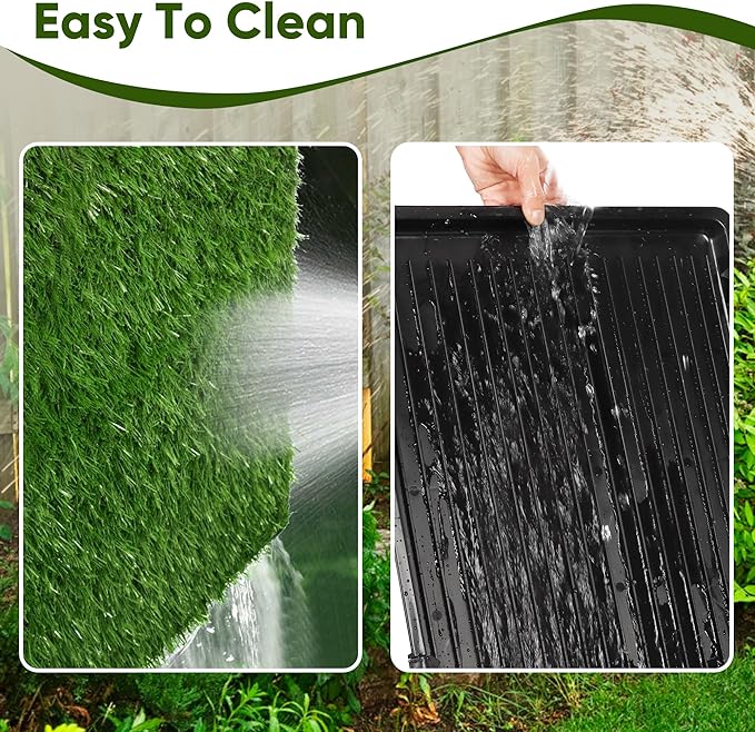 Dog Grass Pad with Tray: Reusable Training Pad with 3-Pack Replaceable Artificial Grass - Quick Absorbent Indoor Portable Dog Patio Potty, Washable Pee Pad For Small Medium To Large Dog, 22"x18" Black