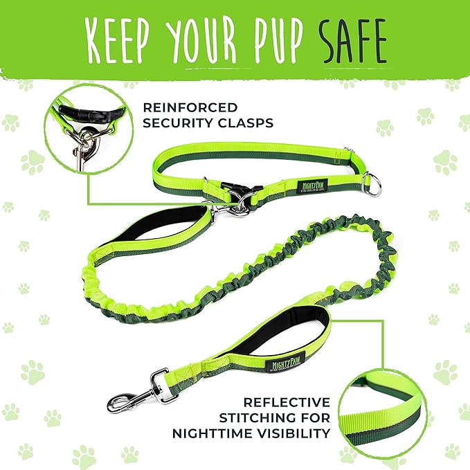 Mighty Paw Hands Free Dog Leash | Bungee Waist Leash for Dog Walking. Dog Running Leash Hands Free. Hands Free Leash for Large Dogs, Medium & Small Dogs. Dog Leash Waist Belt (36" - 48") Up To 150 lbs