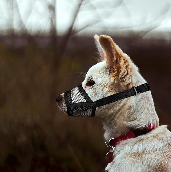 Flintstone Dog Muzzle – Soft Breathable Mesh Dog Muzzle for Small Dogs Chihuahua Poodle Husky | Small Dog Muzzles to Prevent Biting | Drinkable Puppy Muzzle for Small Dog X-Small 6”-7”