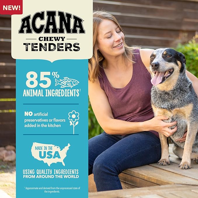 ACANA Chewy Strips Dog Treats, Salmon, High Protein Dog Treats, 4oz