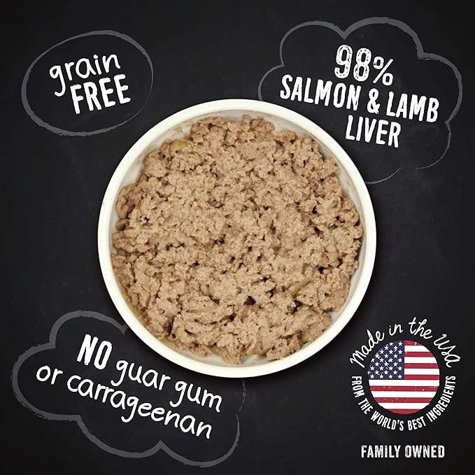 Hound & Gatos Wet Dog Food, 98% Salmon & Lamb Liver, case of 12, 13 oz cans