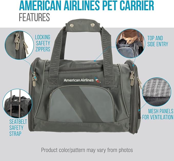 Sherpa American Airlines Travel Pet Carrier, Airline Approved & Guaranteed On Board - Charcoal Gray, Medium