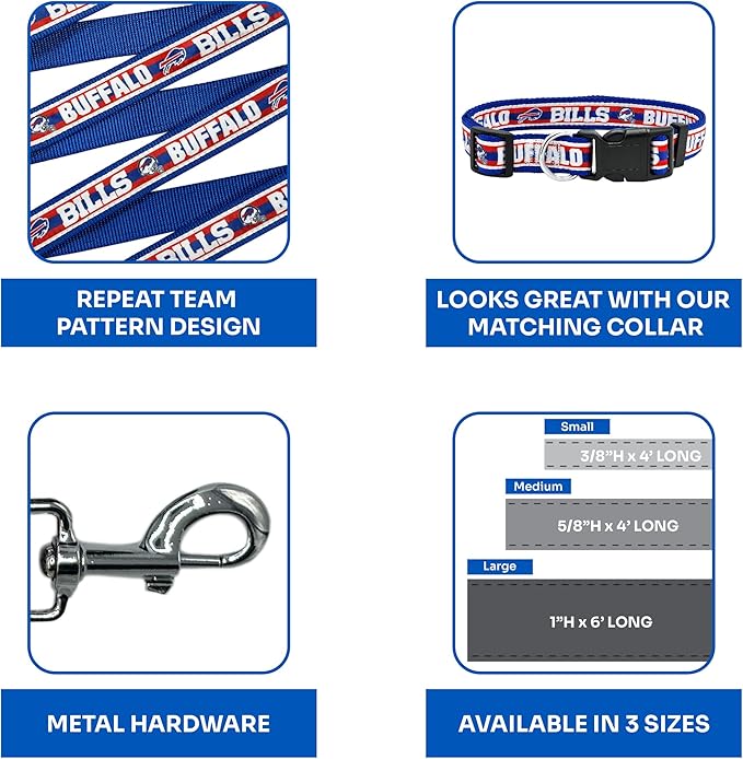 NFL PET Leash Buffalo Bills Dog Leash, Small Football Team Leash for Dogs & Cats. A Shiny & Colorful Cat Leash & Dog Leash Licensed by The NFL