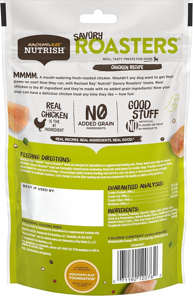 Rachael Ray Nutrish Savory Roasters Real Meat Dog Treats, Roasted Chicken Recipe, 5 Ounces (Pack of 5), Grain Free