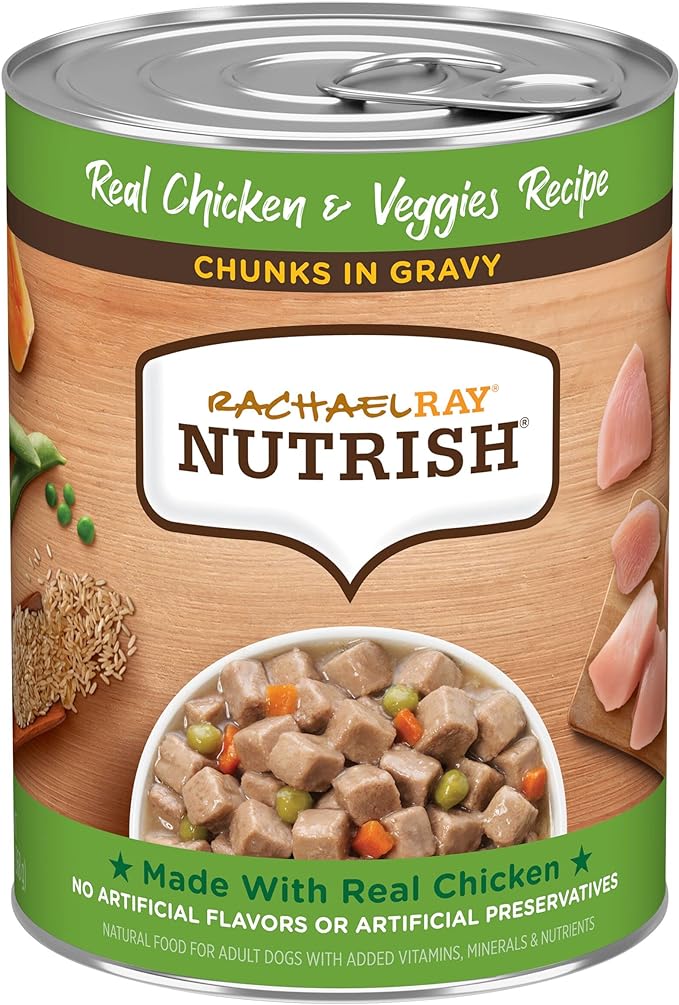Nutrish Rachael Ray Chunks in Gravy Wet Dog Food Real Chicken & Veggies Recipe, 13 Ounce (Pack of 12)