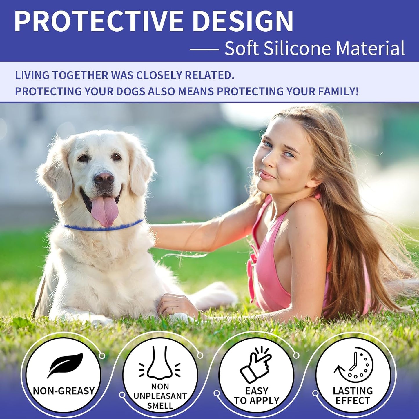 4 Pack Flea Collar for Dogs, 32 Months Flea and Tick Prevention for Dogs, Adjustable Flea and Tick Collar for Dogs Puppies, Waterproof Dog Flea Collar, Natural Dog Flea and Tick Treatment(Blue & Pink)