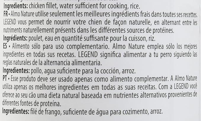 almo nature HQS Natural Chicken Fillet Entree in broth, Gluten Free, Additive Free, Adult Dog Canned Wet Food, Shredded 12 x 280g/9.87 oz