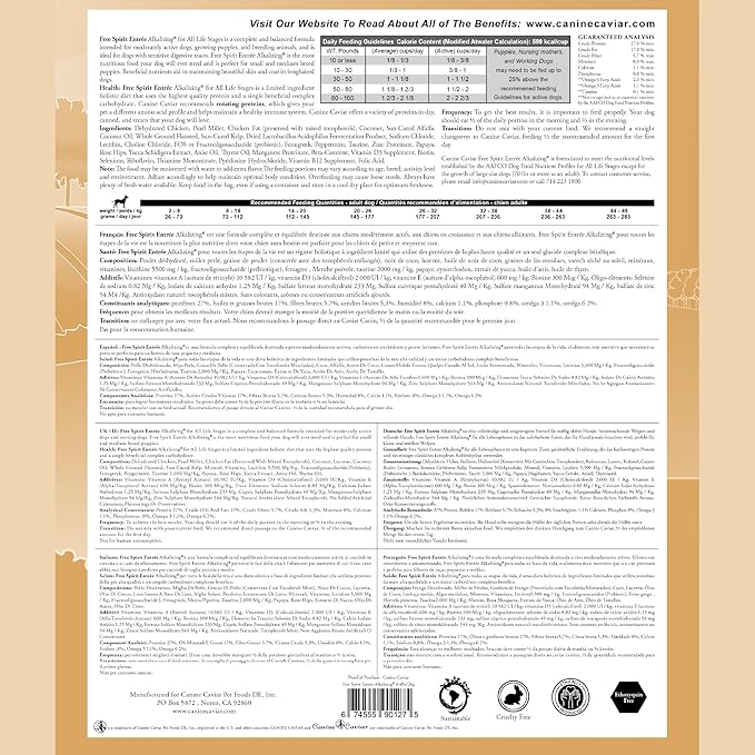 Canine Caviar Free Spirit Dog Food Limited Ingredient Alkaline Holistic Dog Food – All Life Stages Gluten Free, Ultra-Premium Dog Food – Healthy Skin & Coat – Chicken & Pearl Millet – 4.4 lbs