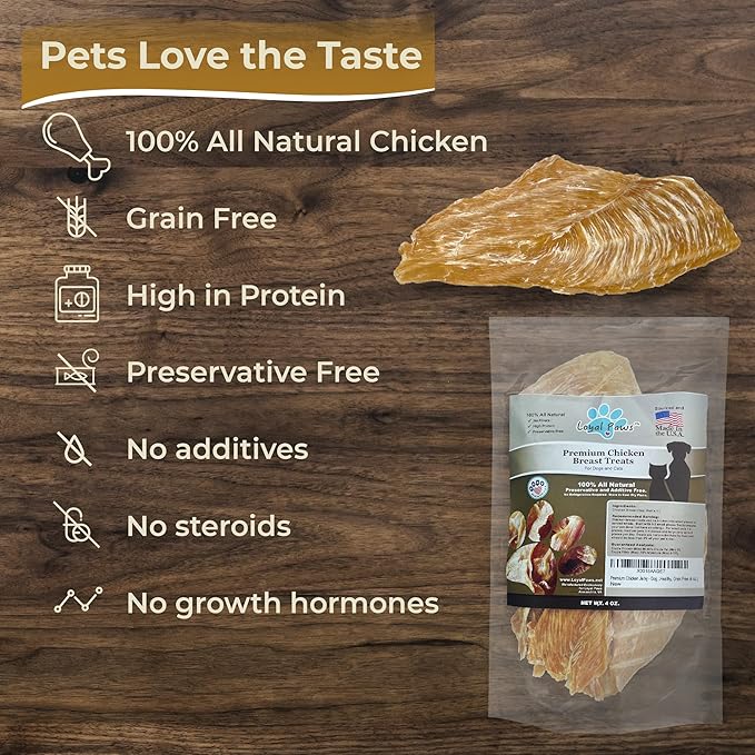Chicken Jerky Dog Treats Made in USA Only - Natural, Healthy, Premium, Human Grade, 100% Chicken - Grain Free - Training Treats for Small, Medium, and Large Dogs 4oz