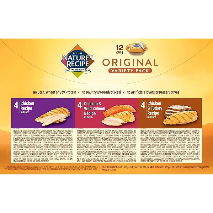 Nature's Recipe Wet Dog Food, Variety Pack, 2.75 Ounce Cup (Pack of 12)