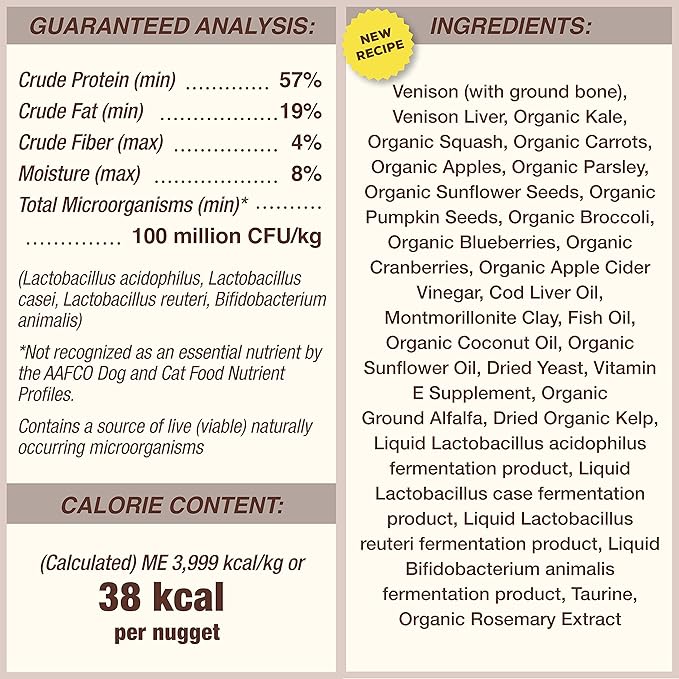 Primal Freeze Dried Dog Food Nuggets, Venison; Complete & Balanced Meal; Also Use as Topper or Treat; Premium, Healthy, Grain Free, High Protein Raw Dog Food, 5.5 oz