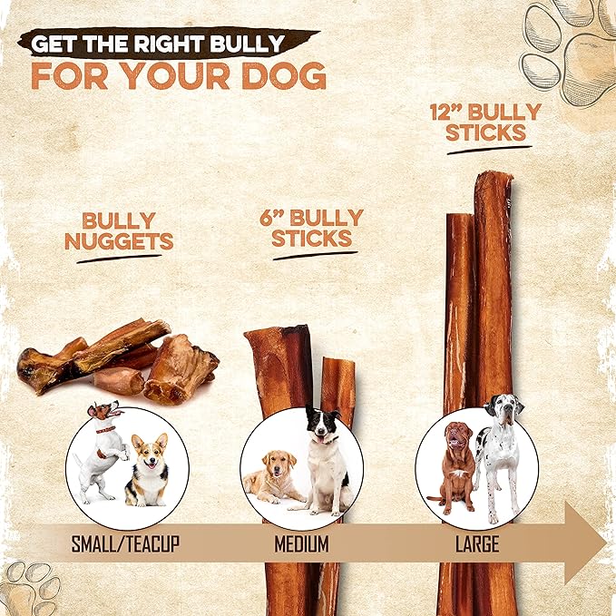 BRUTUS & BARNABY Grass Fed Bully Sticks for Dogs, Fully Digestible Dog chew, Grain Free, Rawhide Free, 100% Natural Beef, Small Batched for Freshness and Low Odor