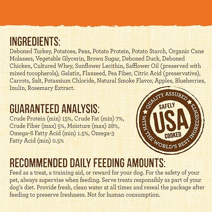 Merrick Lil’ Plates Grain Free Small Dog Treats, Natural Training Treats For Small Dogs, Teensy Turducken - 5 oz. Pouch