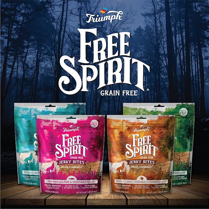 Triumph Free Spirit Grain Free Turkey, Vegetable & Cranberry Recipe Jerky Bites Dog Treats | 24 oz