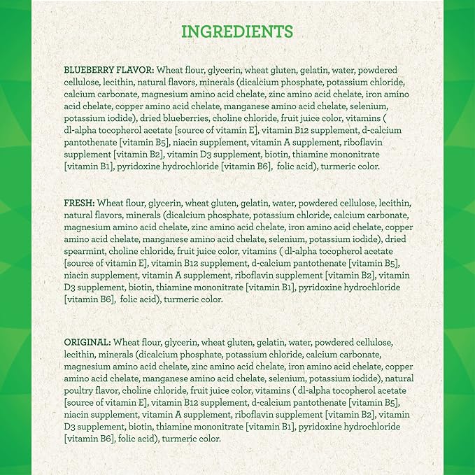 GREENIES TEENIE Natural Dog Dental Care Chews Oral Health Dog Treats 3-Flavor Variety Pack, (3) 12 oz. Pouches, 129 Total Treats,Green