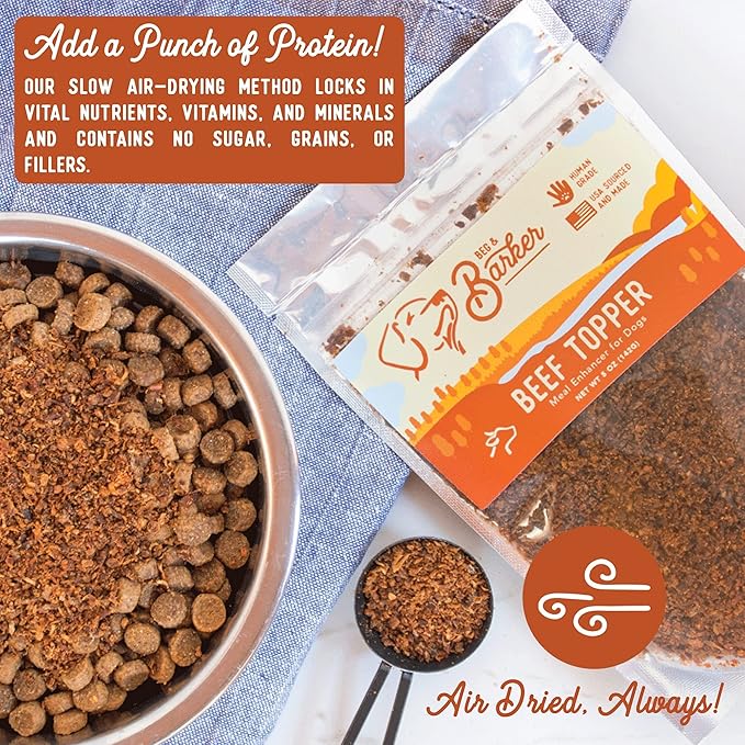 Beg & Barker Beef Dog Food Topper (5 oz, Pack of 1) - Premium Meal Mixers for Dogs - Healthy Dog Food Topper - All Natural, Dog Food Seasoning - High Protein Beef Dog Food Toppers