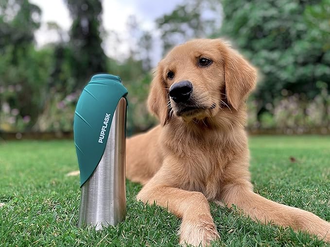 PupFlask Large Dog Water Bottle | 27 or 40 OZ Stainless Steel | Convenient Dog Water Dispenser | Puppy Travel Water Bowl | Portable Pet Water Bottle | Leak Proof Bottle Perfect Size For All Dog Breeds