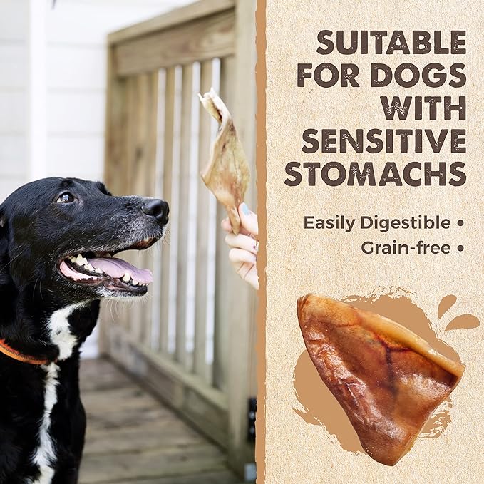 Mighty Paw Half Pig Ears for Dogs - All Natural Single Ingredient Pig Ear Treat - Better Than Rawhide Snacks for Puppies and Large Dogs - A Better Treat Dog Will Love - Dog Toys Compatible Chews
