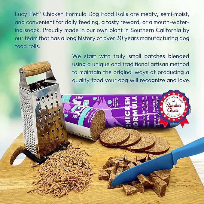 Lucy Pet Products Chicken Formula Dog Food Roll 4 lb, Meaty, Semi-Moist Dog Food (100600075)