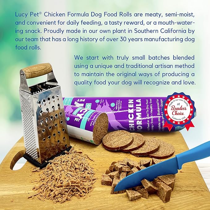 Lucy Pet Products Chicken Formula Dog Food Roll 2.5 lb, Meaty, Semi-Moist Dog Food (100600074), (Pack of 1)