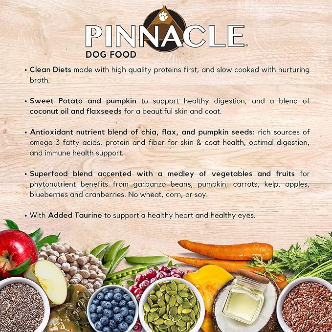 pinnacle pet Duck & Sweet Potato Dry Dog Food 4 lb, Infused with Broth