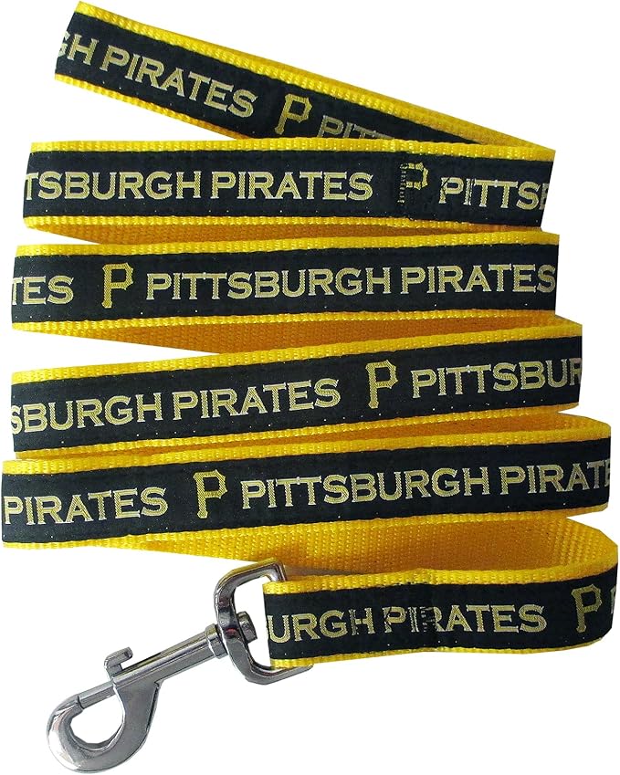 MLB PET Leash, Small, Pittsburgh Pirates Dog Leash, Baseball Team Leash for Dogs & Cats. A Shiny & Colorful Dog & Cat Leash with Emboridered Team Name/Logo Licensed by the MLB