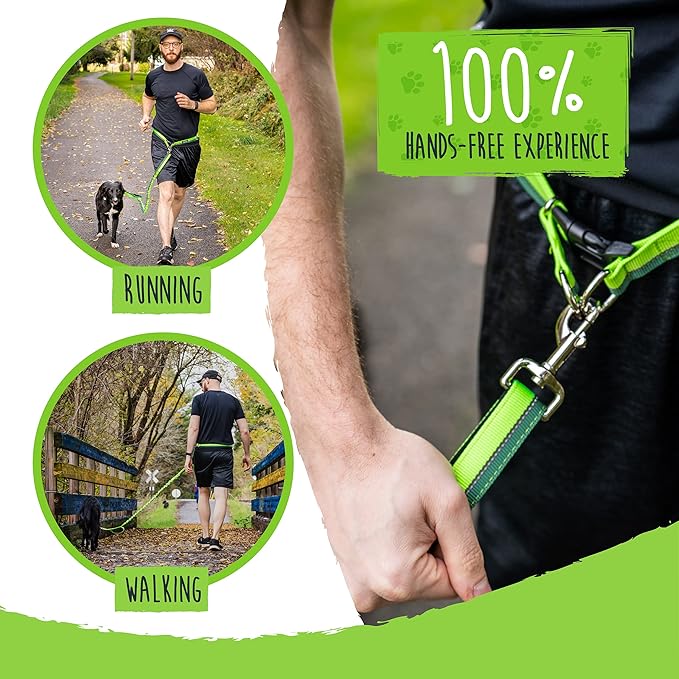 Mighty Paw Hands Free Dog Leash | Bungee Waist Leash for Dog Walking. Dog Running Leash Hands Free. Hands Free Leash for Large Dogs, Medium & Small Dogs. Dog Leash Waist Belt (36" - 48") Up To 150 lbs