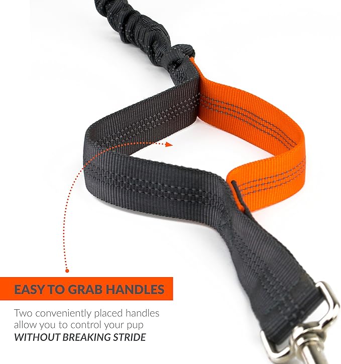 Hands Free Dog Leash, A Dog Running Leash for Dogs That Makes A Great Waist Leash for Dog Walking, Double Handle Bungee Dog Leash with Reflective Stitching and Adjustable Dog Walking Belt