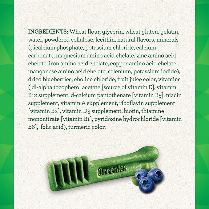 Greenies Large Natural Dental Care Dog Treats Blueberry Flavor, 12 oz. Pack (12 Treats)