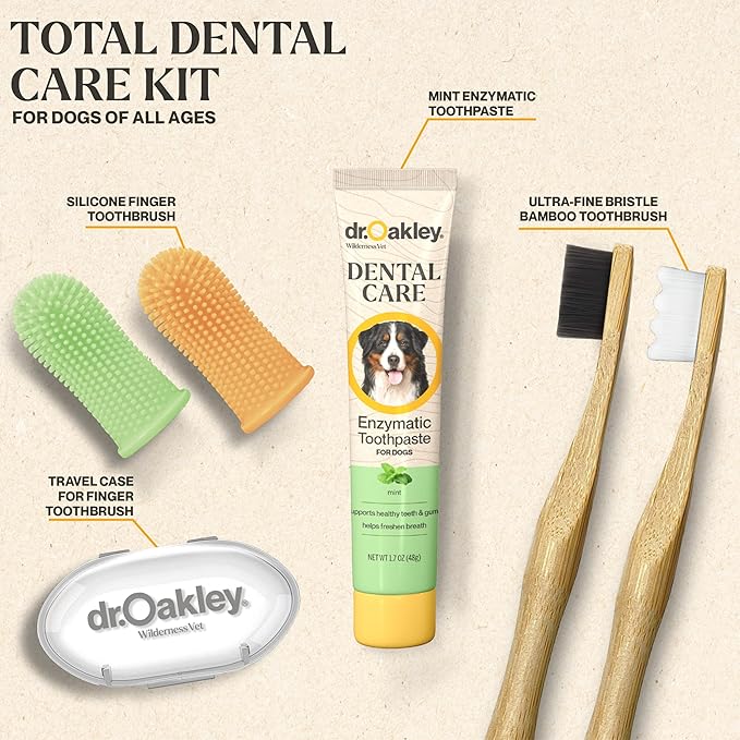 Total Dental Care Kit for Dogs: Minty Fresh -Toothpaste, Brushes, and Case, 1 Count (Pack of 1), Natural