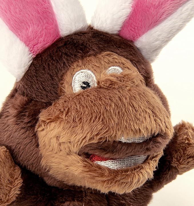 goDog Flips Monkey-Rabbit Silent Squeak Plush Dog Toy, Chew Guard Technology - Brown, Small