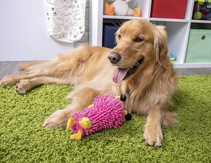 goDog Llamas Noodle Squeaky Plush Dog Toy, Chew Guard Technology - Pink, Small