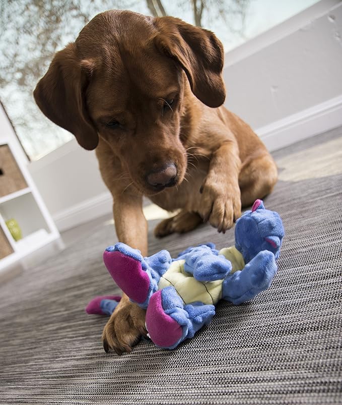 goDog Bubble Plush Dragons Squeaky Dog Toy, Chew Guard Technology - Periwinkle, Large