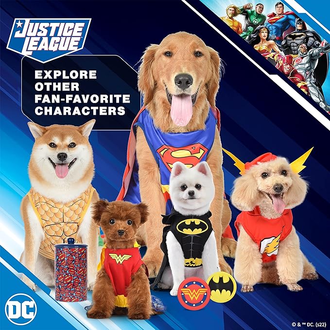 DC Comics for Pets Dog Bandana | Wonder Woman Logo Repeated Pattern |Super Adorable Superhero Scarf for Pets | Wonder Woman Dog Bandana Dog Apparel & Accessories