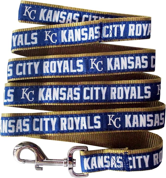 MLB PET Leash, Small, Kansas City Royals Dog Leash, Baseball Team Leash for Dogs & Cats. A Shiny & Colorful Dog & Cat Leash with Emboridered Team Name/Logo Licensed by the MLB