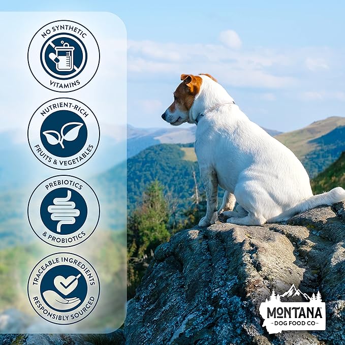 Montana Dog Food Freeze Dried Raw Dog Food Topper (Cage-Free Chicken) – Made in USA, Prebiotics & Probiotics, No Synthetic Vitamins, Dog Food Topper or Complete Meal (12 oz)