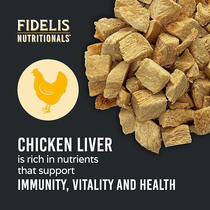 FIDELIS Freeze Dried Dog Treats for Large & Small Dogs - Made with USA Raw Chicken Liver, Single Ingredient, Grain-Free, Gluten-Free (4 oz)