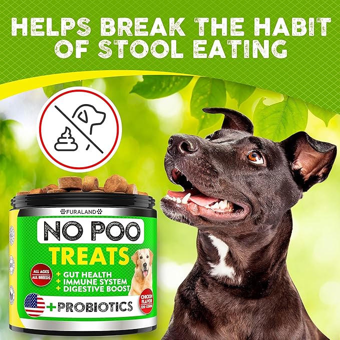 FURALAND No Poo Chews - Coprophagia Stool Eating Deterrent for Dogs - Made in USA - Stop Eating Poop for Dogs - Prevent Dog from Eating Poop - Probiotics & Enzymes - Forbid for Dogs Chew