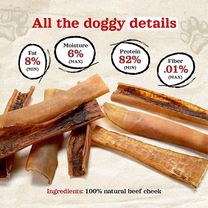 Natural Farm Bully Chips (4-6 Inch, 8 Oz.), Digestible Beef Cheek from Grass-Fed Cows, Non-GMO, Grain-Free, Natural Long-Lasting Dog Chews for Small, Medium & Large Dogs, Great Rawhide Alternative