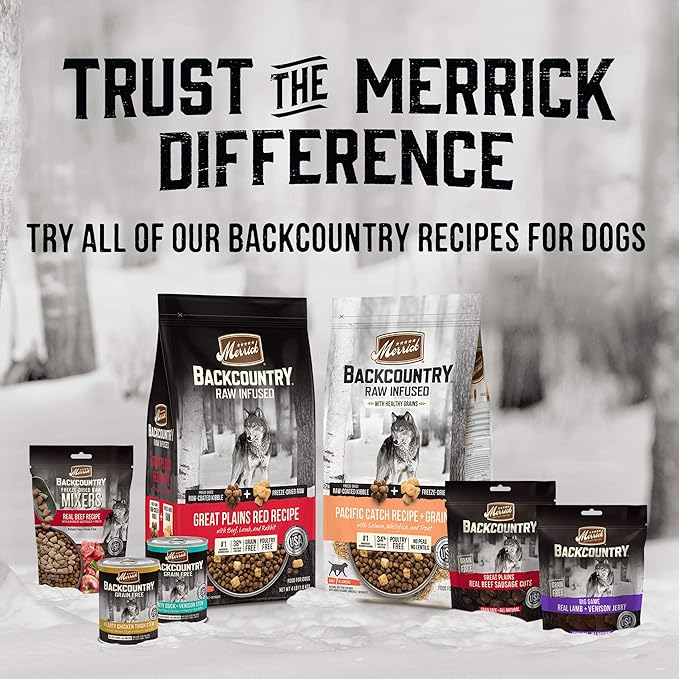 Merrick Backcountry Healthy Grains Premium Dog Food Kibble with Freeze Dried Raw Pieces, Pacific Catch Recipe - 4.0 lb. Bag